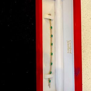 14 K yellow white 6 1/2 inch link bracelet 4.06cttw